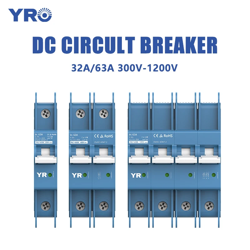 2P DC600V Solar Mini Circuit Breaker with Arc Extinguish Cover 16A 20A 25A 32A 40A 50A 63A DC MCB  for PV System