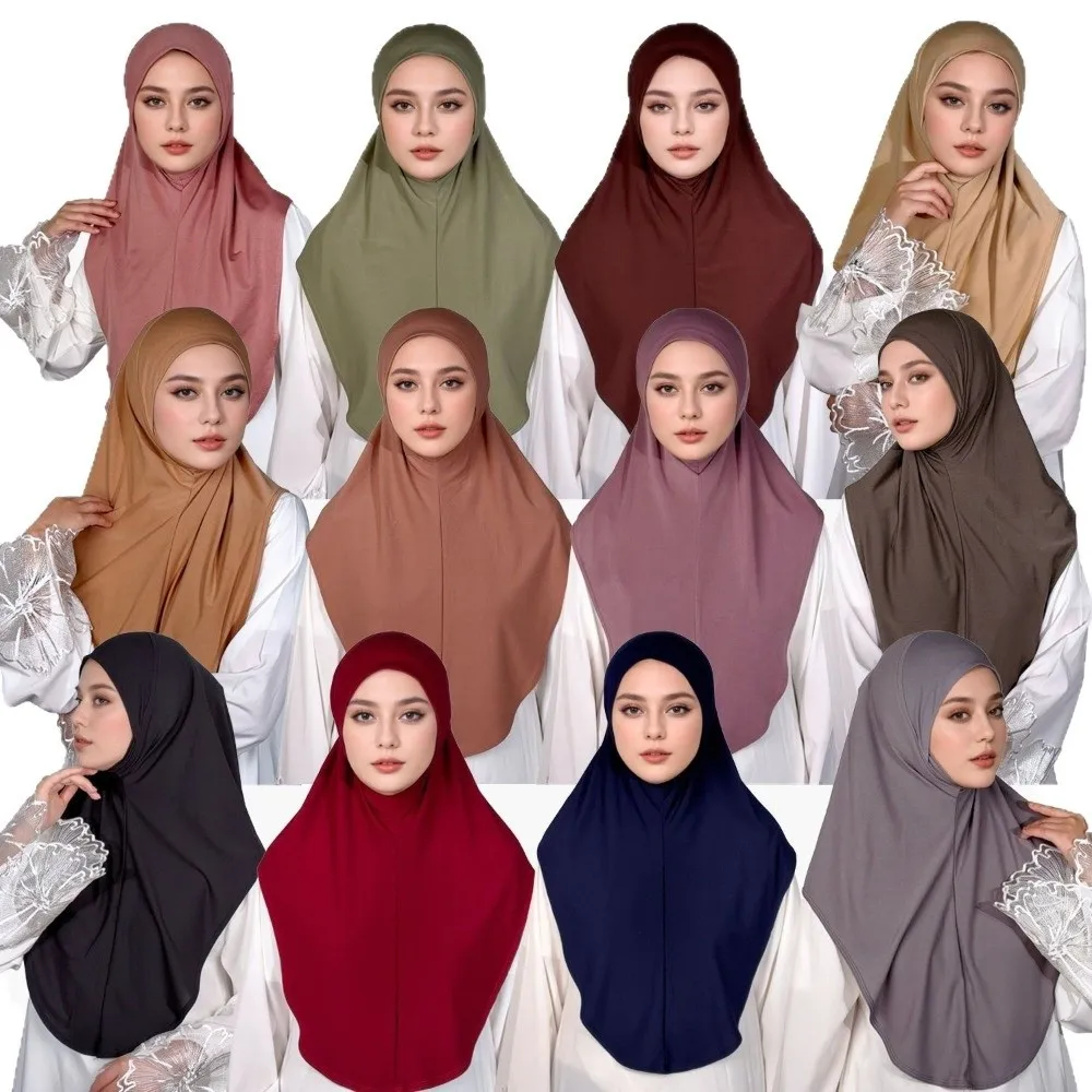 

Solid Color Eid Al-Fitr Long Turban Breathable Multiple Colors Arab Lady Headscarf Versatile Adjustable Hijab Head Wrap Daily