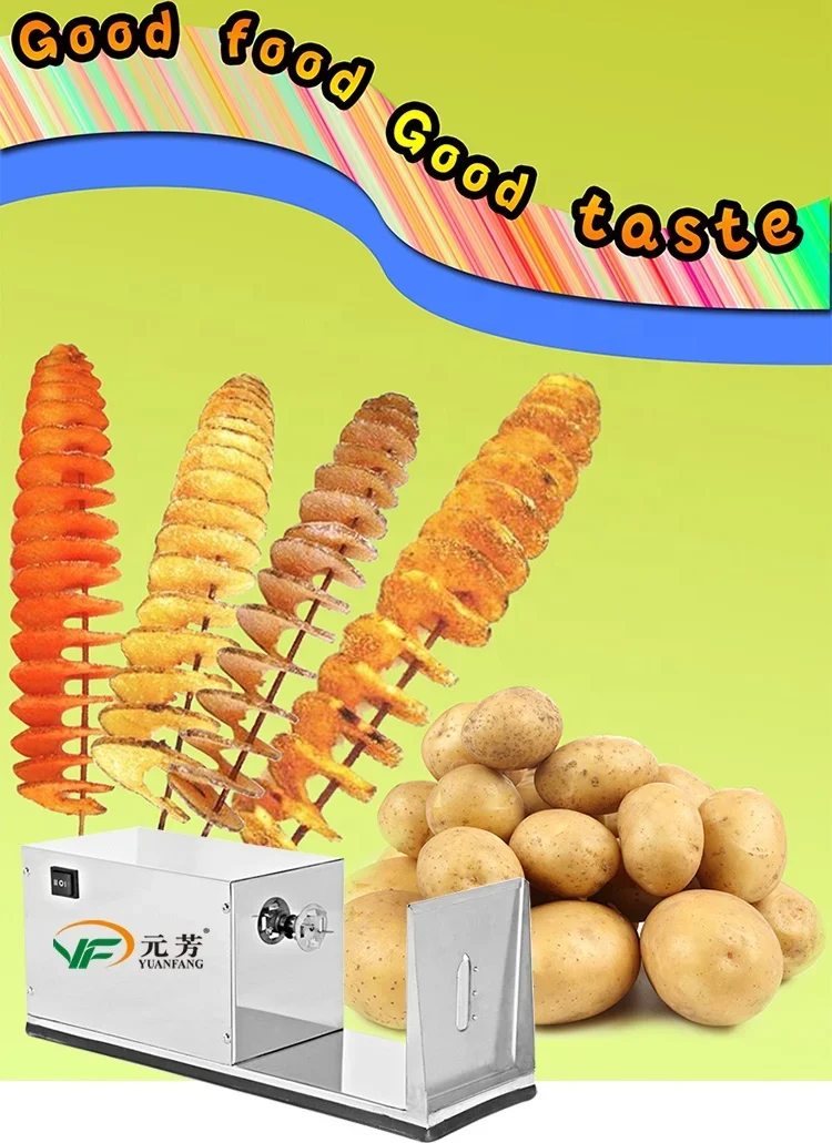 Factory outlet Electric Stainless Steel Spiral Potato Cutter Tower Fresh Chips Tornado Potato Tower cutter machine