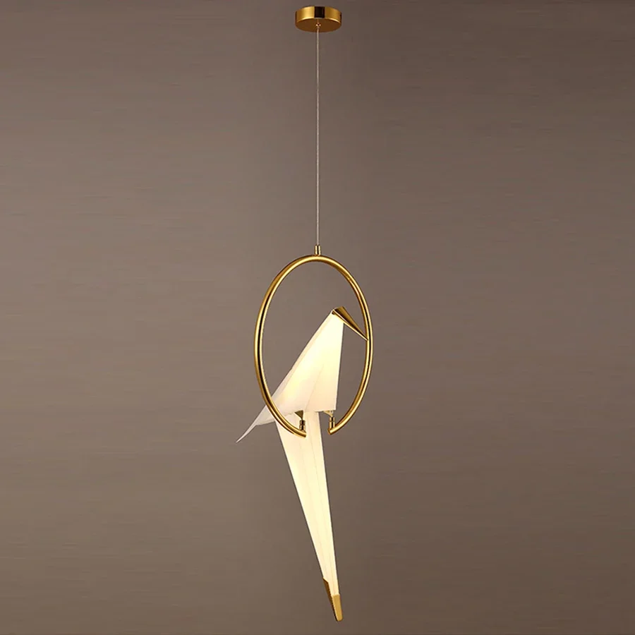 Modern LED Bird Pendant Light, Guindastes de papel, Lâmpada suspensa para sala de jantar, Quarto, Restaurante Lâmpadas, Art Designer Decor