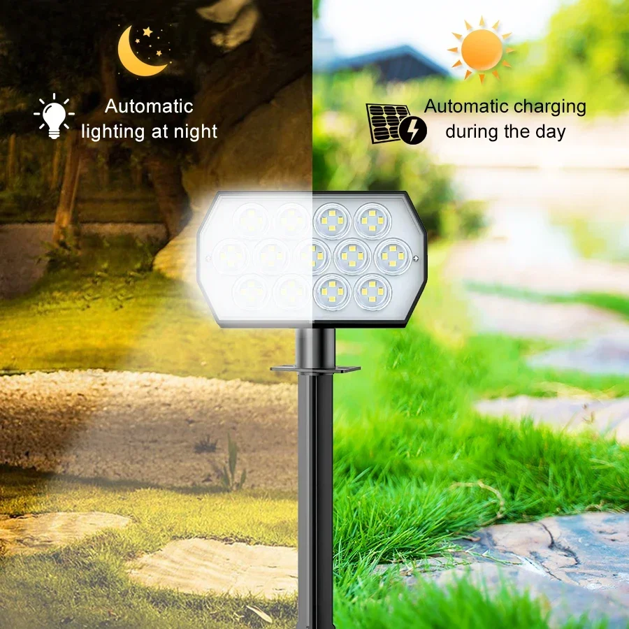 Solar Lights Outdoor Waterproof 52/56LED 2pc 3 Lighting Modes Solar Powered Garden Yard Spot Light For Outdoor Landscape Decor