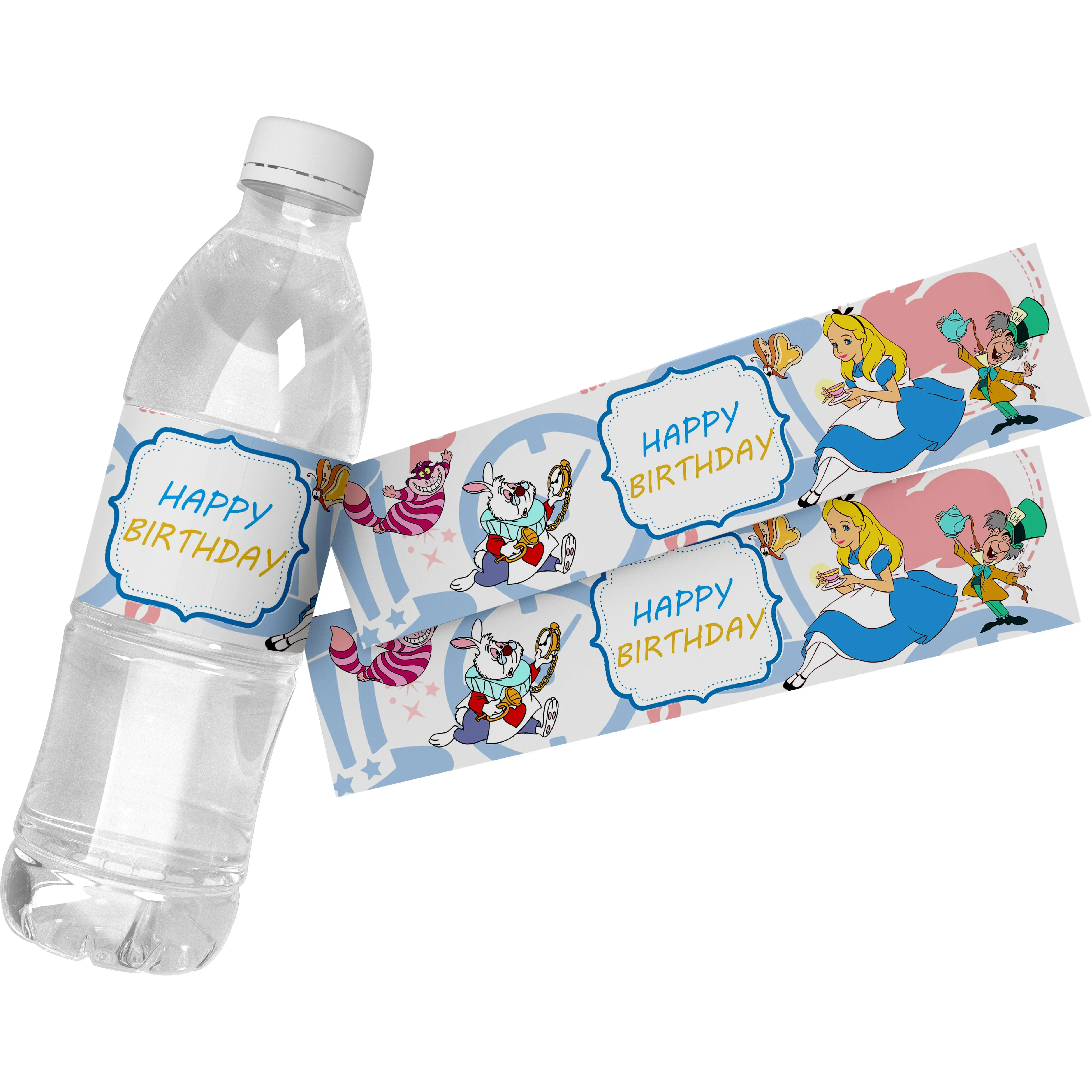 Disney Alice no País das Maravilhas Water Bottle Labels, Adesivos para Meninas, Kids Birthday Party Favors, Batismo Decorações