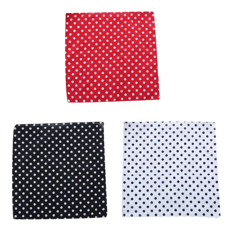 50JB 55x55cm Women Unisex Vintage Large Polka Dot Square Scarf Cotton Sport for Head