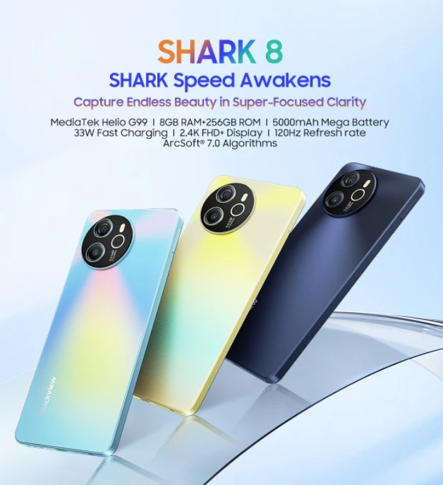 Blackview SHARK 8, CPU MT6789 120Hz 6.78 inches, super cost-effective 4G smartphone, 8GB RAM, 128/256GB ROM