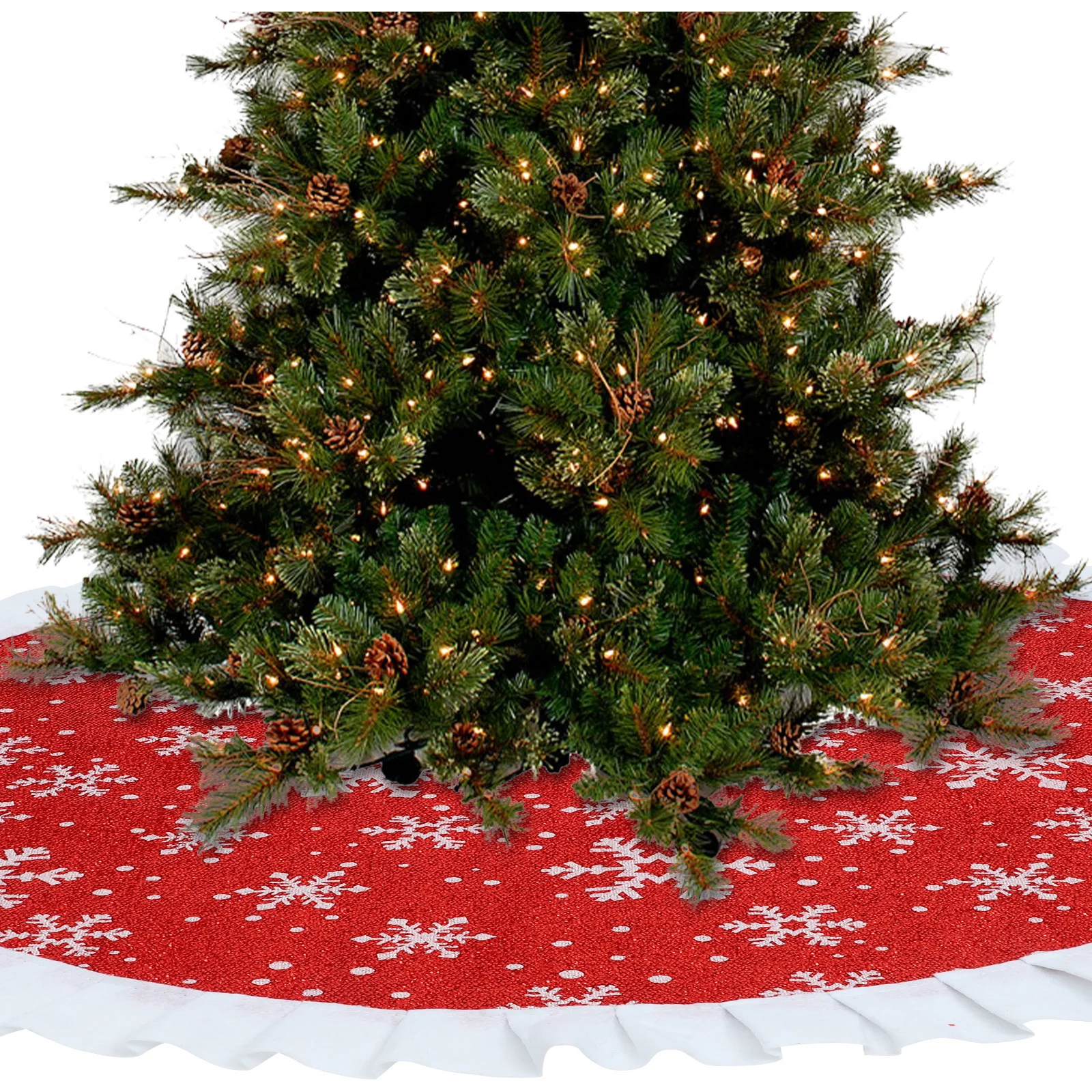 تنورة شجرة عيد الميلاد مقاس 36 بوصة، طباعة أنيقة، قماش غير منسوج عالي التحمل، مثالية لتزيين تحت الشجرة، مركز تسوق منزلي لعيد الميلاد