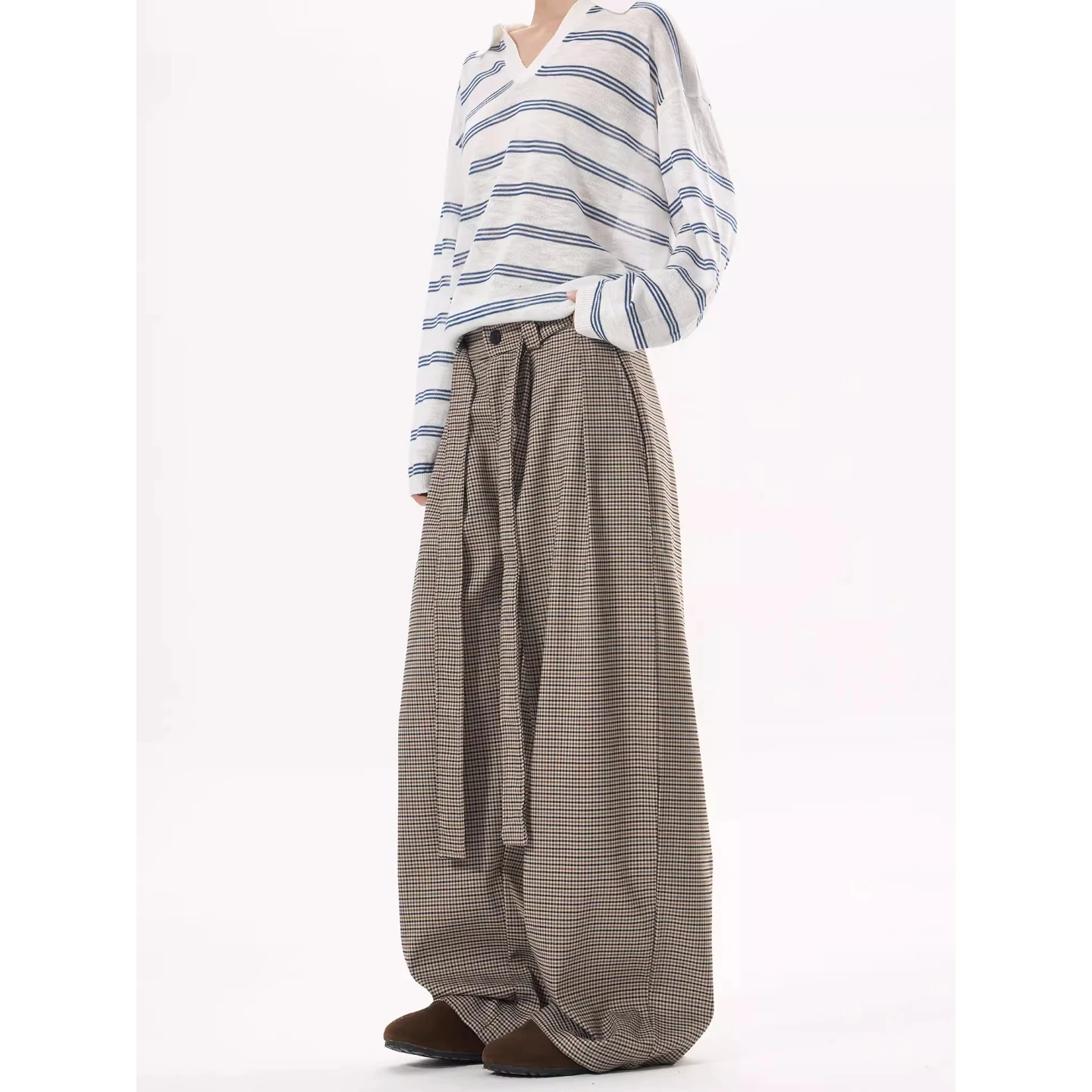 

Men's Casual Pants American Retro Plaid Casual Pants Autumn Season Men's Loose Straight Leg Floor-Length Trousers man pants