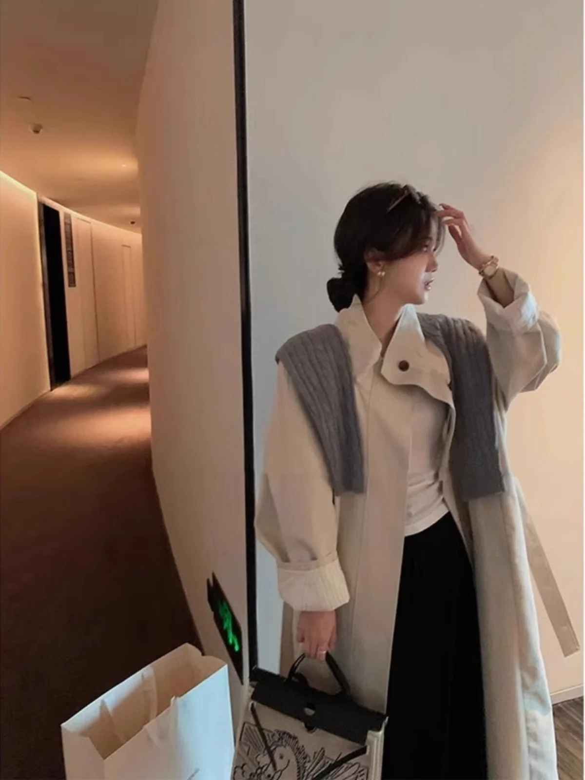 

Женское длинное пальто Briti Sle, повседневное, свободного кроя, весенняя новинка, ветровка для похудения, из смесового полиэстера и хлопка, с длинными рукавами