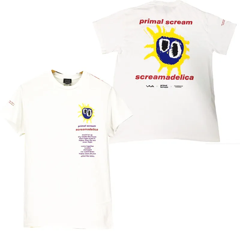 Summer Rare 1984 British Acid Rock Primal Scream Band American Casual Red Short-sleeved T-shirt