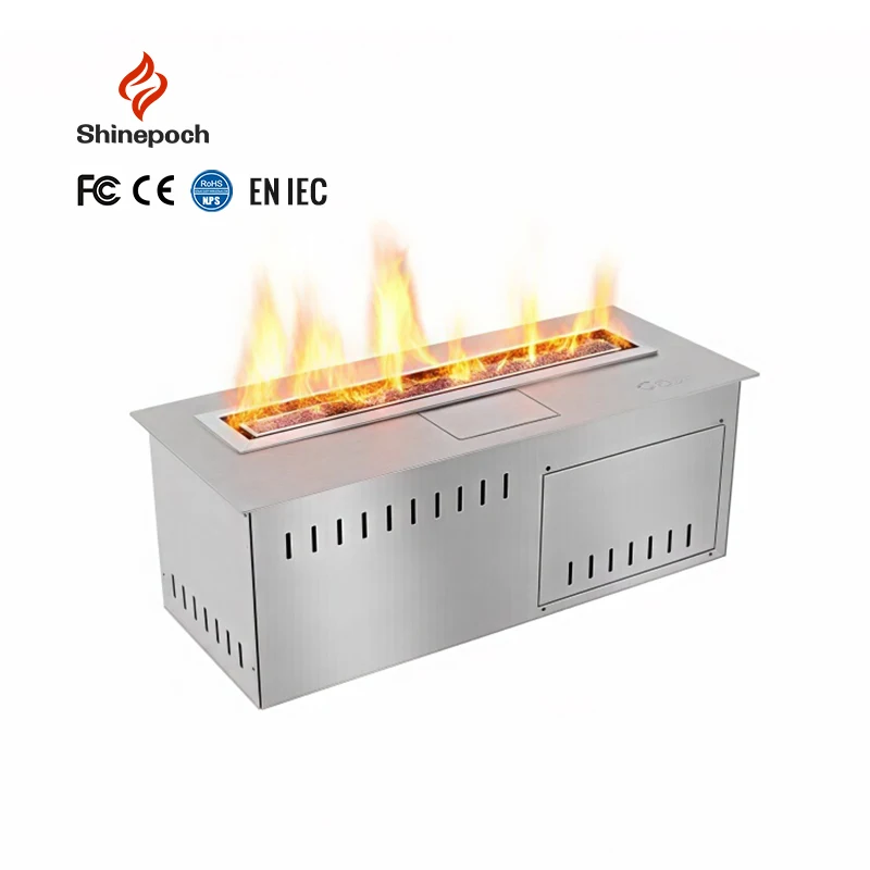 Smart Bio Ethanol Fireplace, 18 inch 304 Stainless Steel Linear Mantel Burner, Remote Control Indoor Insert Bio Alcohol Burner