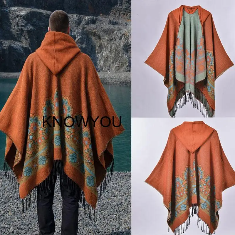 

Пальто-накидка с капюшоном большого размера 130*150 см, пашмина, мужская теплая толстая куртка из искусственного кашемира, женская верхняя одежда, шарфы, шали и палантины