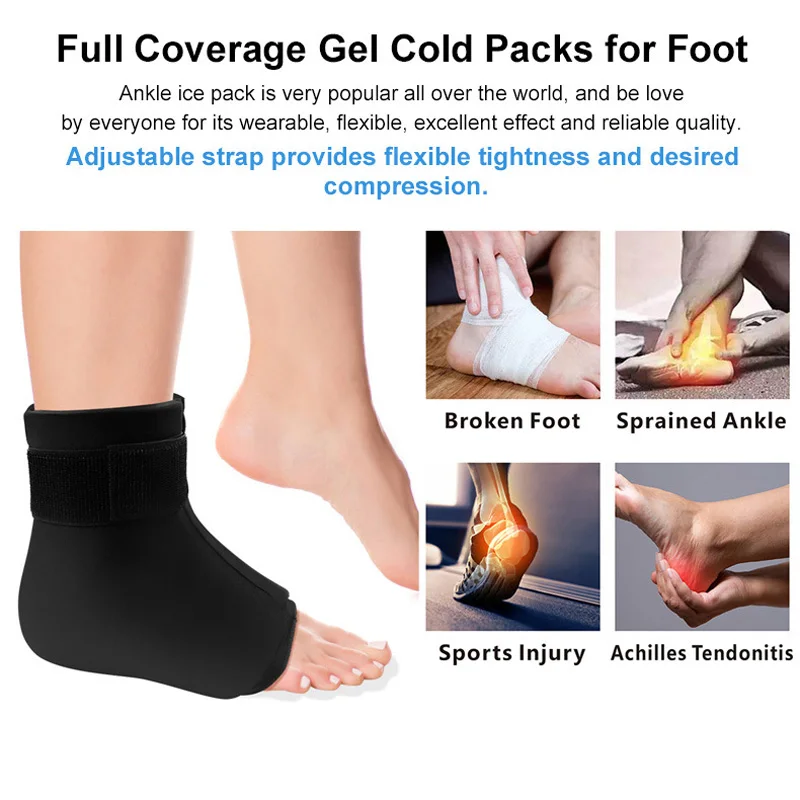 Ankle Ice Pack Wrap for Injuries Foot Ice Pack Stretchable Cold Pack Compression Therapy for Plantar Fasciitis Sprained Ankles