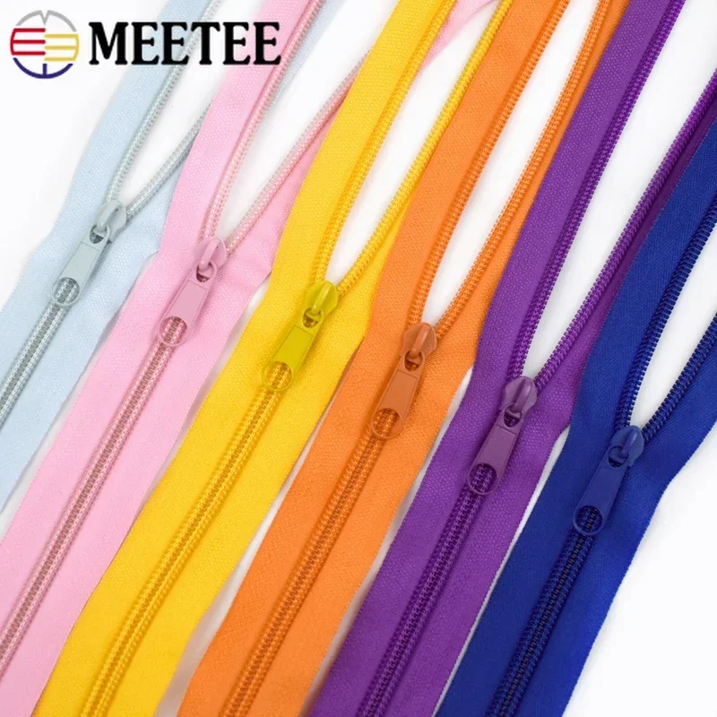 

3/5/10M Meetee 3# 5# Colorful Nylon Zipper with Sliders for Bags Garment Decor Zippers Closure Repair Kit DIY Sewing Accessories