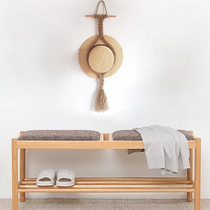 Handmade wall mounted type for hat Rustic Jute material hat holder on wall hanging