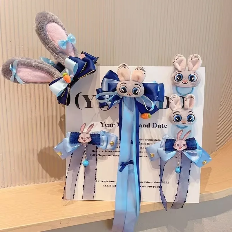 

Zootopia Judy Hair Clip Cartoon Cute Rabbit Officer Cosplay Headwear Child Girl Ears Bow Ribbon Hair Accessories Birthday Gift