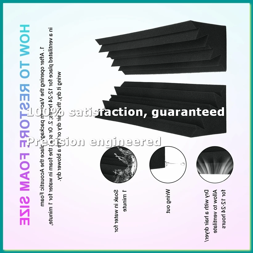 

4 Pcs Acoustic Panels Studio Acoustic Soundproof Foam,Sound Treatment Bass Trap Corner,Sound Panels Wedges,12X12X48cm-A09G