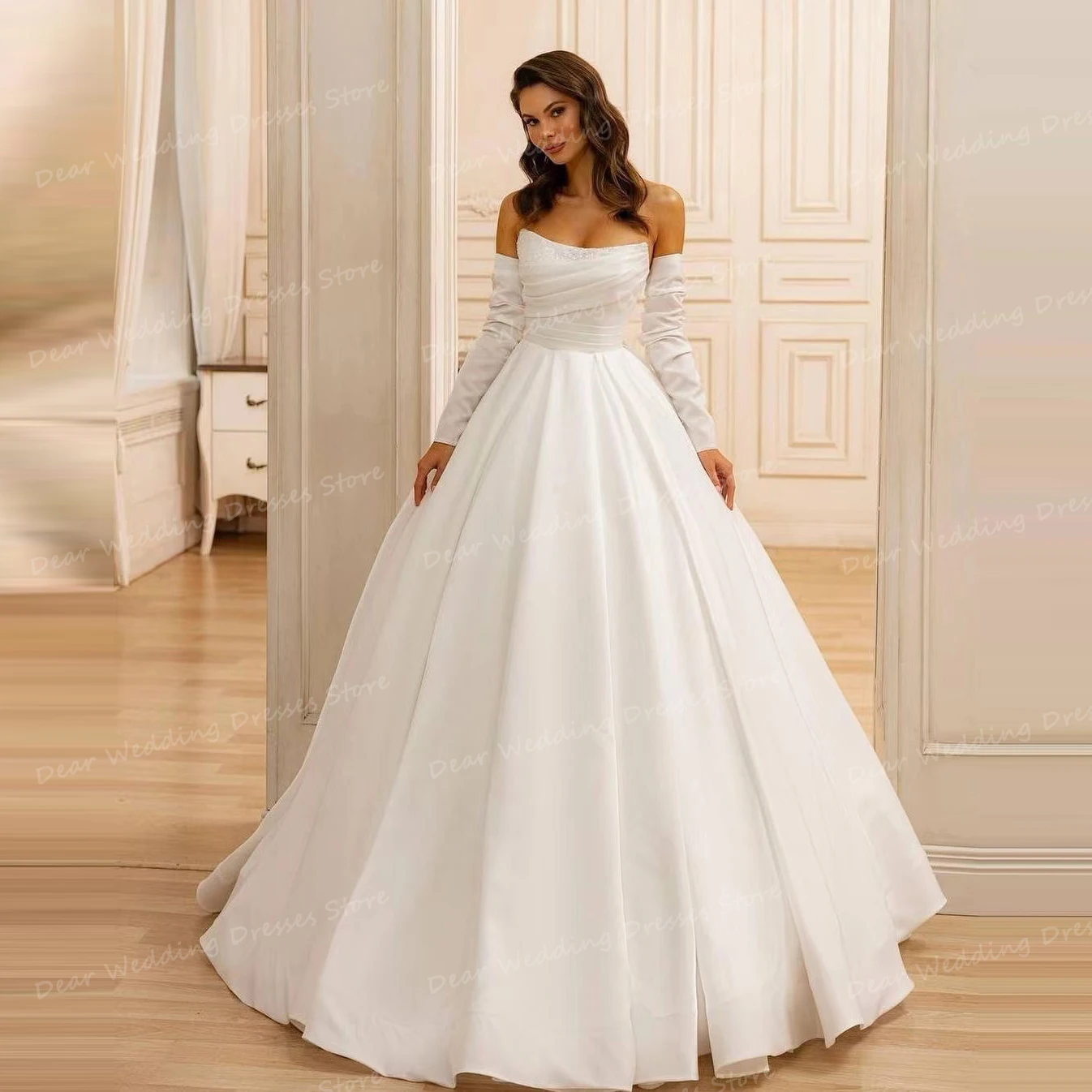 Robe de mariée en satin simple, sexy, col bateau, ligne A, Patients, quoi que ce soit, dos nu, robe de soirée formelle, 2024