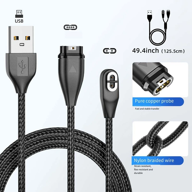 2PCS สายไฟแบบยืดหยุ่นสายชาร์จสําหรับ Garmin/Shoin AS800/S810/S803 หูฟังกีฬานาฬิกา