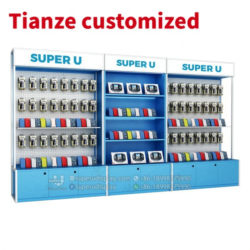 

(customized)Wall Showcase Mobile Phone Shop Display Rack Shelf with Led Strips And Light Box Foor Standing Cellphone Display