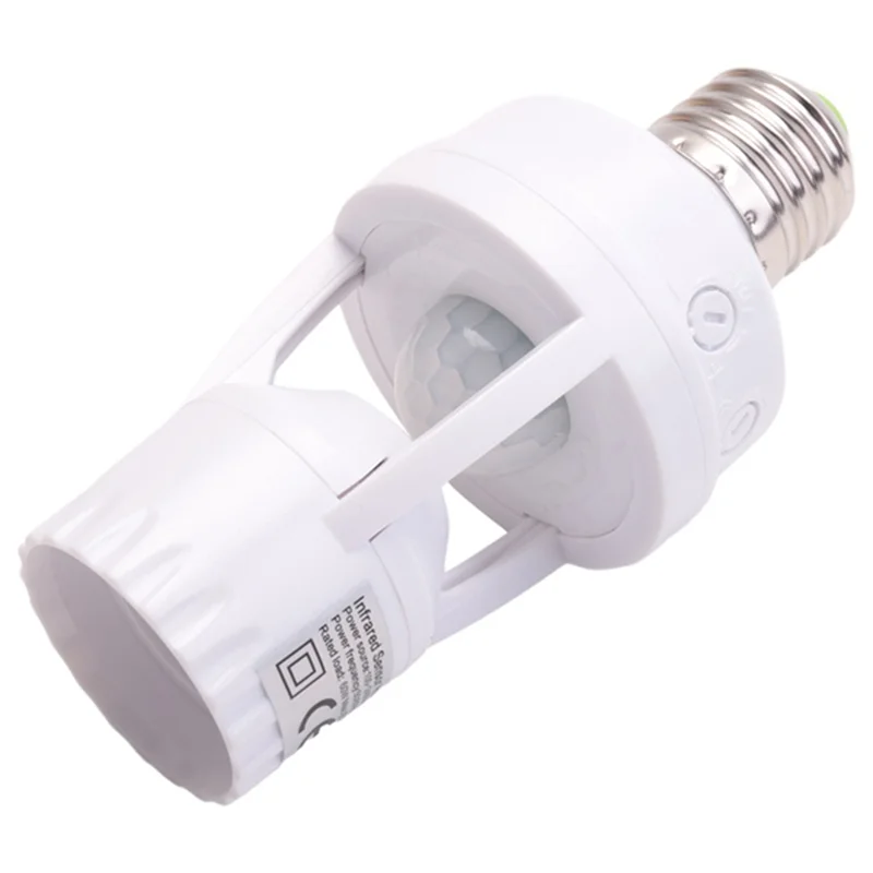 ABSQ-2PCS Инфракрасный датчик движения человека E27, цоколь лампы, обнаружение на 360 градусов, AC110-220V