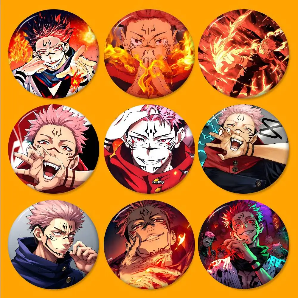 Character Jujutsu Kaisen Ryomen Sukuna Creative Tinplate Soft Button Pins Animal Icon Brooch Lapel