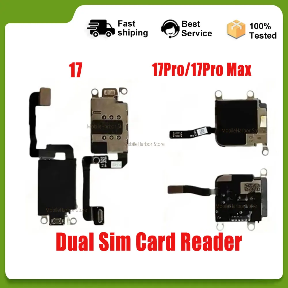 High quality For iPhone 17 17Pro Max Dual SIM Card Reader Flex Cable Module Replacement Nano Connector Holder Adapter Repair