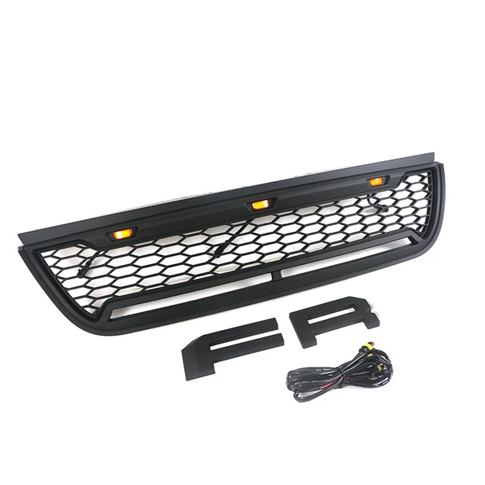 For Ford Explorer 2002-2005 Bumper Trims Cover Exterior Radiator Grill Matte Black LED Grille With Letter And Light Bar Fit