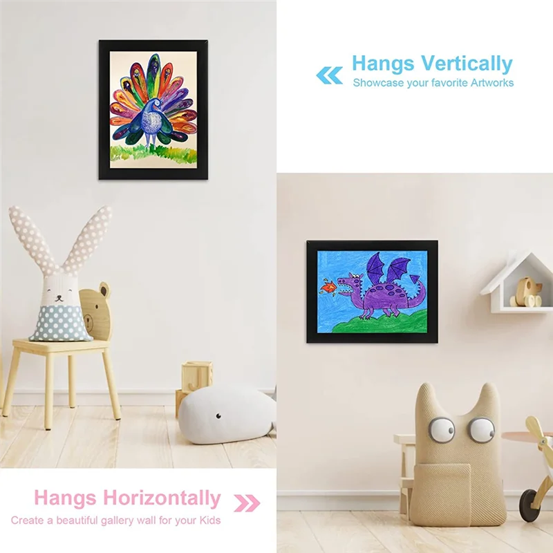 AT02-Kids Art Frames, Front Opening Kids Artwork Frames Changeable, Artwork Display Storage Frame For A4 Paper - 2PCS
