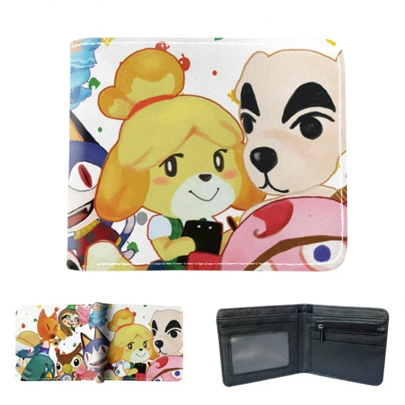 Animal Crossing PU Wallets for Man and Women Anime Figure Isabelle Tom Nook Cosplay Short Coin Purse Kawaii Cartoon Purses Gifts