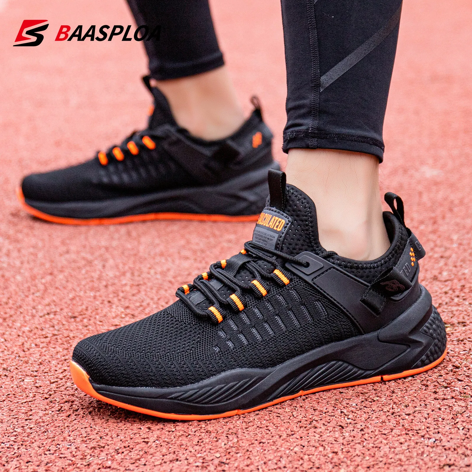 Baasploa New Men's Running Shoes Lightweight Breathable Sneakers Mesh Wear-resistant Casual Male Non-slip Walking Gym Shoes