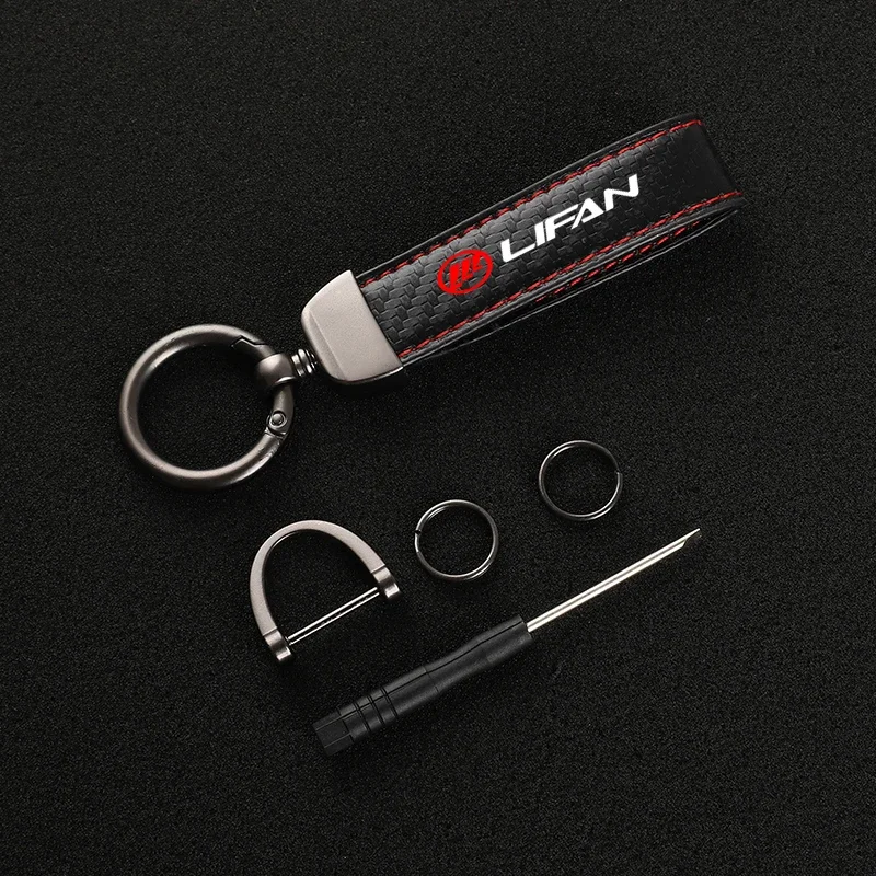 New fashion car carbon fiber leather rope Keychain key ring For Lifan Car Accessories