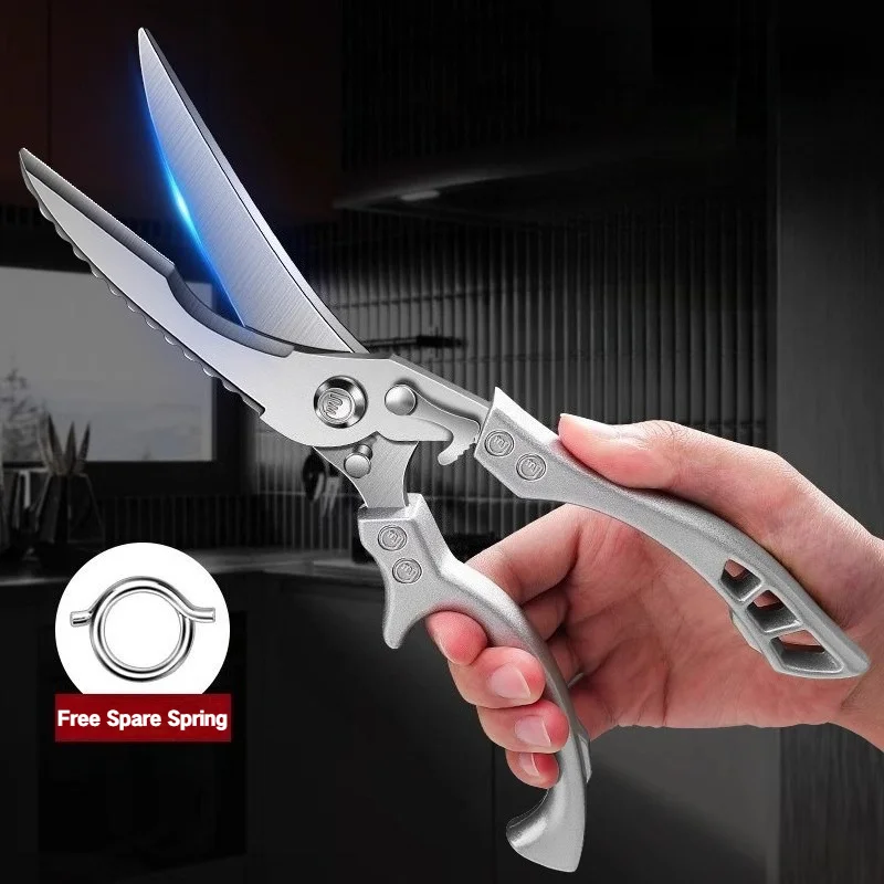 Professional Chicken bone scissors Heavy-duty Kitchen scissors Stainless steel sharp blade for Meat Fish, All purpose scissors