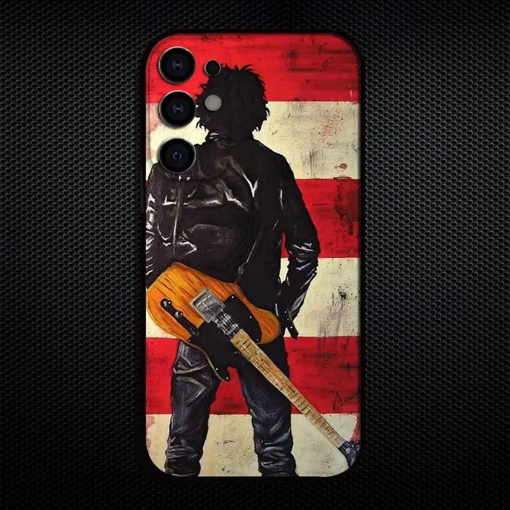 حافظة هاتف B-Bruce Springsteen لهاتف سامسونج S25، S24، S21، S22، S23، S30، Ultra، S20، Plus، Fe، Lite، Note، 10,9,5G غطاء أسود