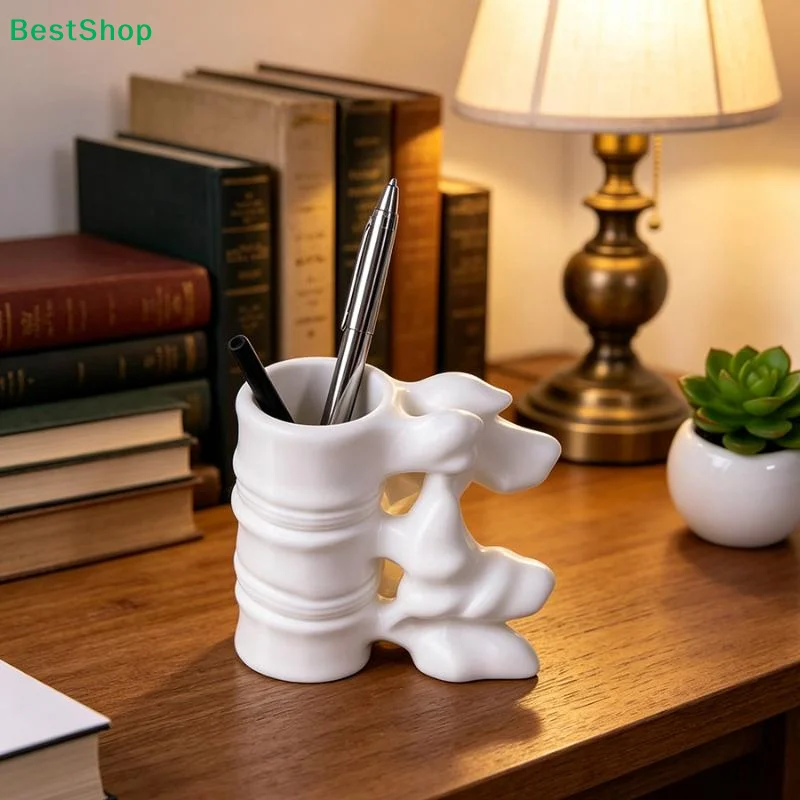 ★1Pcs 3D Printed Spine Shaped Pen Holder With Creative Fun Design And Sturdy Base For Office Desk Home Study  Staff Gifts