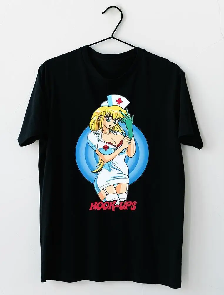 Hook-Ups Skateboard Nurse Cotton Black T-Shirt