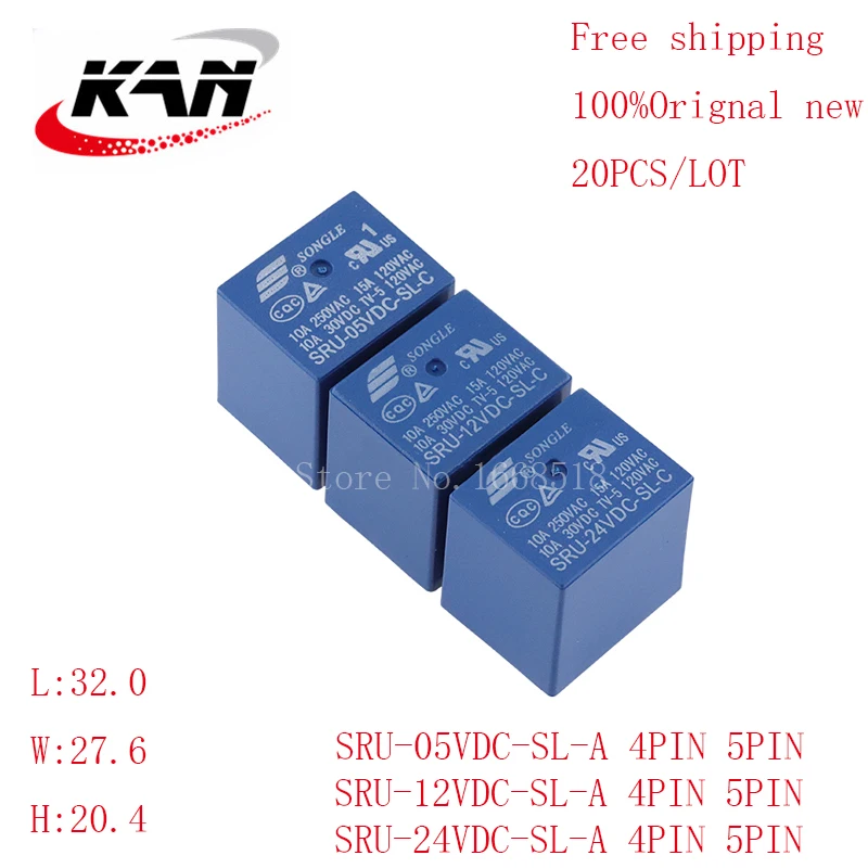 

Free shipping 20pcs relay SRU-05VDC-SL-A SRU-12VDC-SL-A SRU-24VDC-SL-A -C 5VDC 12VDC 24VDC 10A 250VAC 4PIN/5PIN T70 Original New