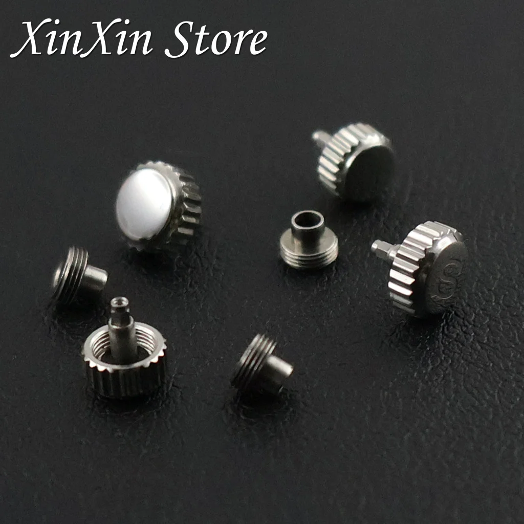 Silver NH35 Watch Parts Log S Watch Crown Engraved Signed 'S' fits NH34 NH35 NH36 NH38 Movement Lnclude Crown Tube Stem Screw-in