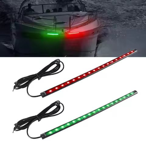 2Pcs 30cm 12V LED Strip Light Waterproof RED&amp;GREEN For Bow Boat Marine Navigation Kayak Canoe Deck Courtesy Bow Trailer Pontoon