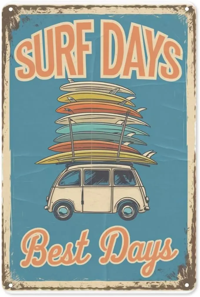 Surfer Quote Tin Sign  Coastal Metal Wall Art for Garage, Dorm Room ; Beach Cottage Decor-aluminum
