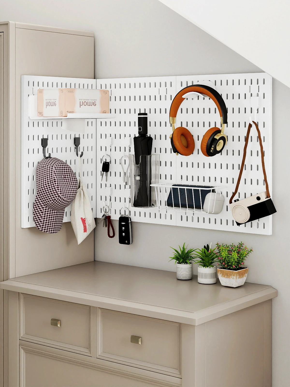 Drill-Free Pegboard & Accessories Kit – DIY Wall Organizer Ideal for Study Room & Behind-Door Space, Complete Set