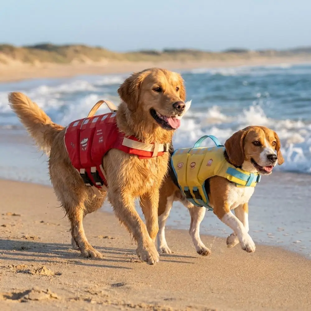 Waterproof Dog Life Jacket Adjustable High Buoyancy Dog Swimming Suit Thick Sponge Pad Breathable Pet Life Vest Spring Summer view 2