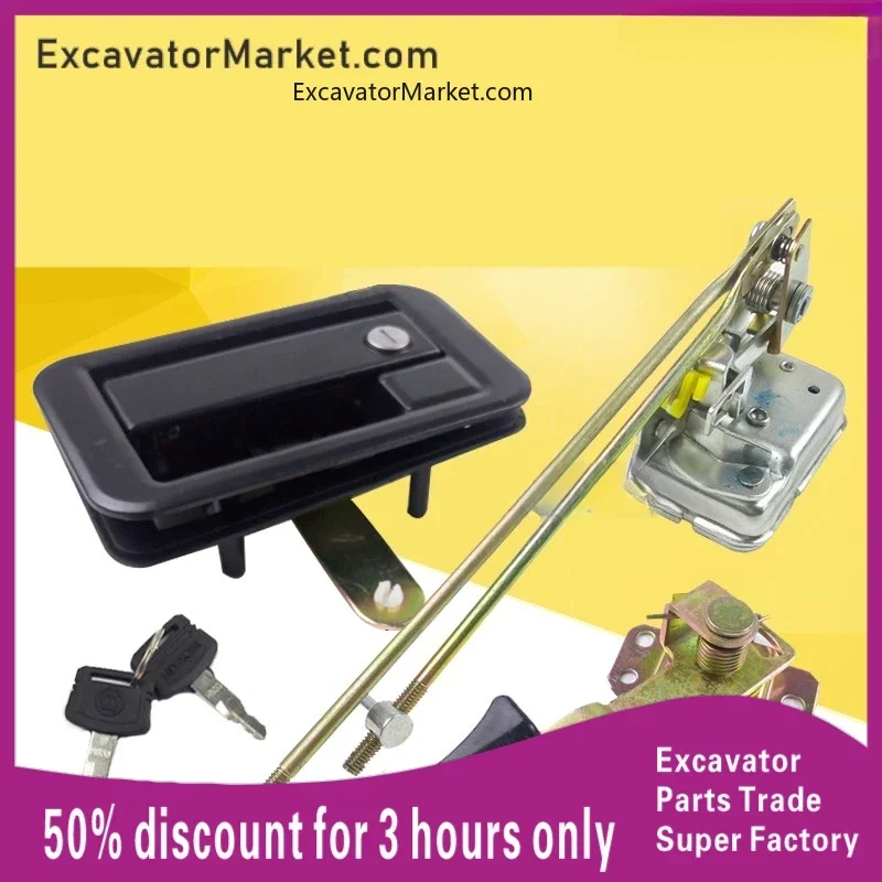 For SANY SY 195/215/225/235/285-8/9 excavator cab door lock inside and outside handle lock block assembly  For excavator