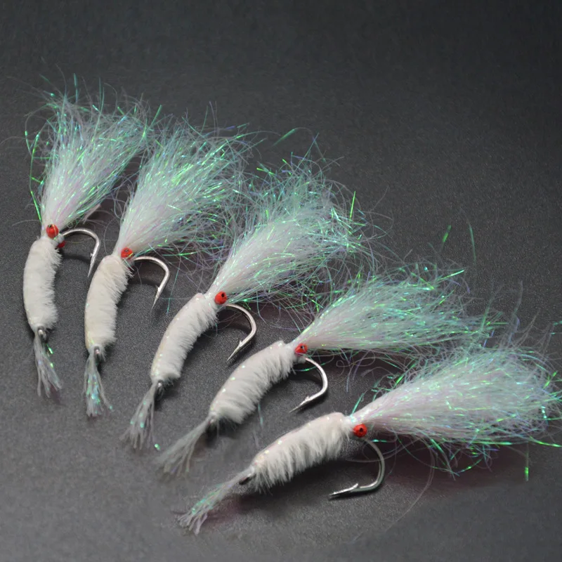 

Fly Fishing Hook Colorful Ice Silk Shrimp Fishing Lure Feather Shrimps Hooks Artificial Lures Bait 5 Pieces Set Sale