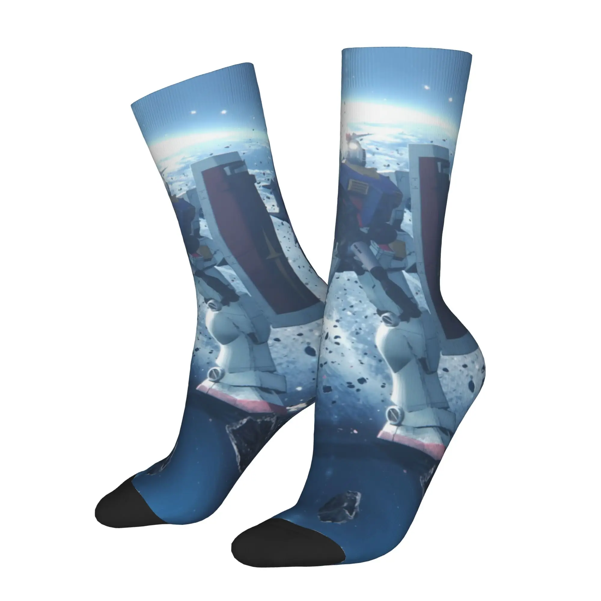 1 Pair Hip Hop Retro GUNDAM Crazy Men's Socks Unisex  Street Style Seamless Printed Funny Novelty Happy Sock Gift