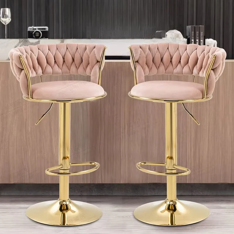 

Modern minimalist metal high stool with swivel seat and adjustable height backrest for hotel catering