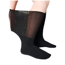 Calcetines para diabéticos extra anchos de talla grande y grande, calcetines de algodón antideslizantes con parte superior holgada sin encuadernación para hombres y mujeres, 1 par