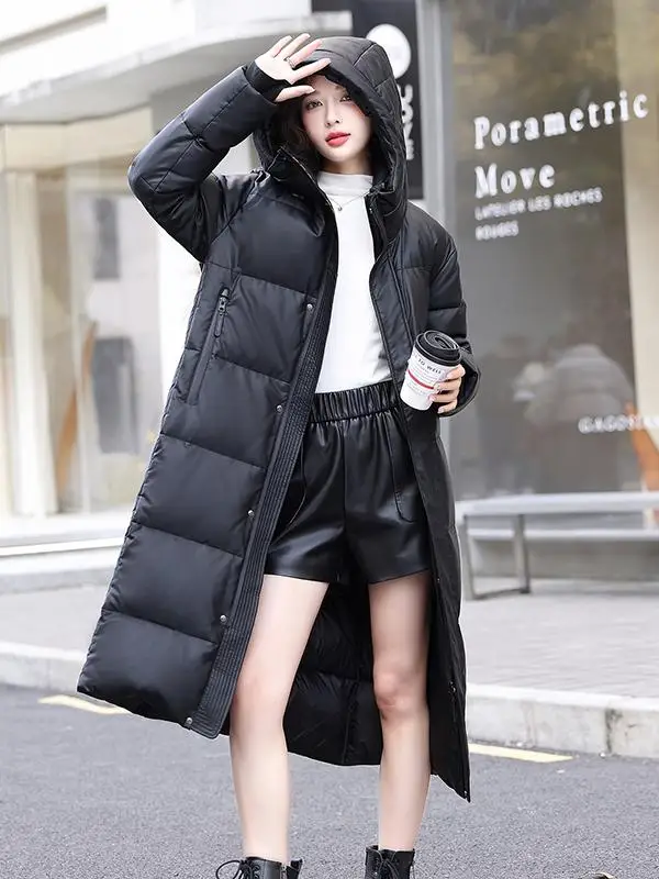 2024 nueva llegada de invierno de las mujeres de longitud media de piel de oveja abajo Jaet Thiened largo Sve cierre de cremallera abrigo de piel suelto