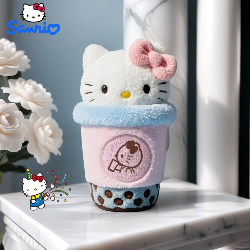 

18cm Kawaii Hello Kitty Milk Tea Plush Dolls Kawaii Sanrio Soft Stuffed Plush Toys Anime Cartoon Bag Pendant Girls Birthday Gift