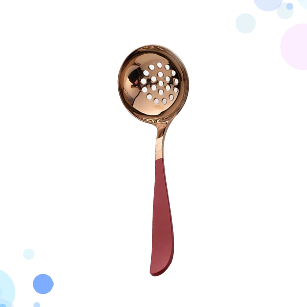 

Stainless Steel Strainer Spoon Hot Pot Colander with Long Handle Heat Resistant Food Serving Ladle for Kitchen Restaurant Home