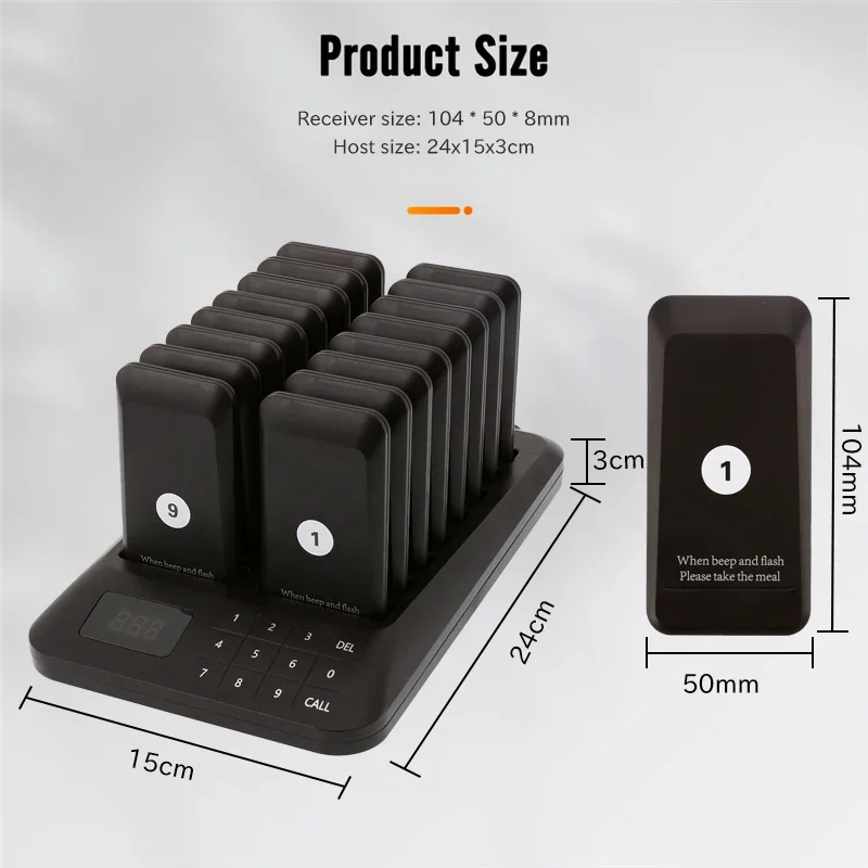 Wireless Restaurant Pager Food Truck 16 Vibrator Bell Coasters Buzzer Beeper Receiver Calling System For Bar Cafe Hotel
