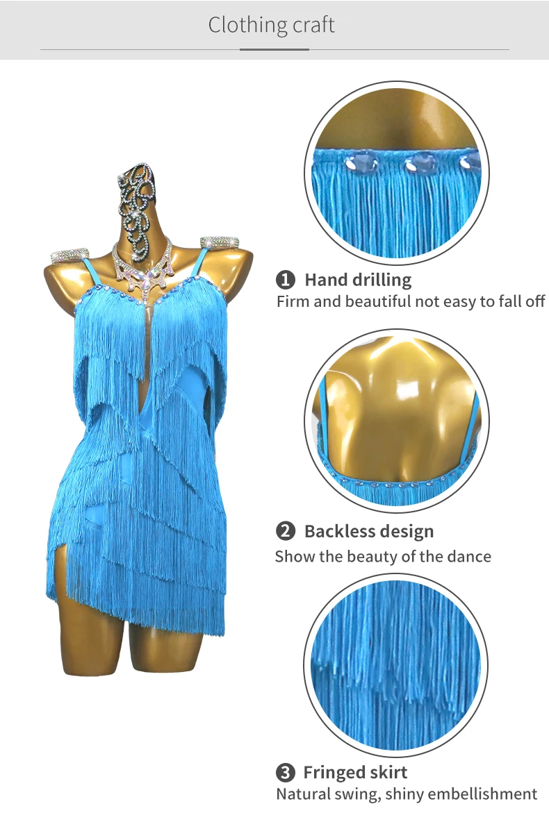 Abendkleid für Mädchen, elegantes Partykleid 2026, neues Tanz- und Abschlussballkleid, kurzer Rock, lateinamerikanische Tanzkleidung, Wettbewerbskostüme, Damen-Abschlussball-Outfits – Detail 7